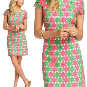 Lilly Pulitzer 47828 Barbara Dress New Green Two Tone Truly Petal Lace Dress 12